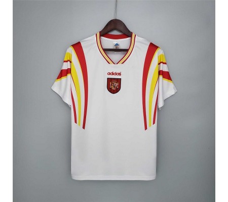 Spain 1996 Away White Soccer Jersey